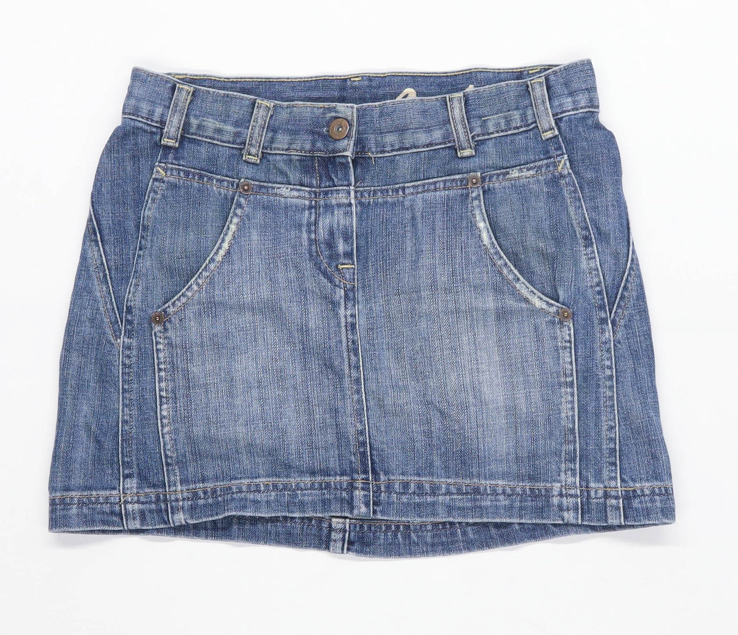 Preworn Womens Size 8 Denim Blue Skirt (Regular)