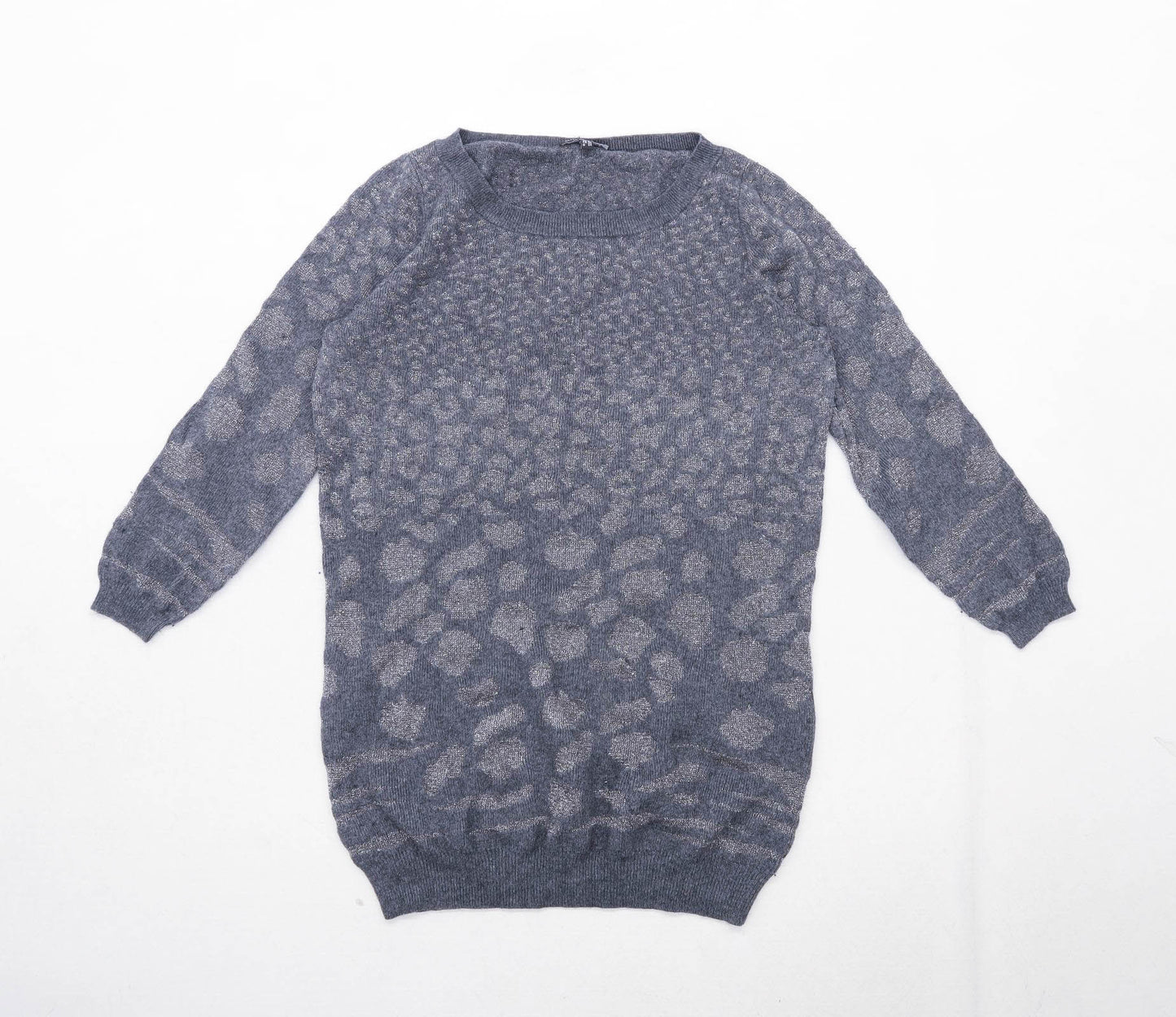 Warehouse Womens Size 8 Animal Print Grey Jumper (Regular)