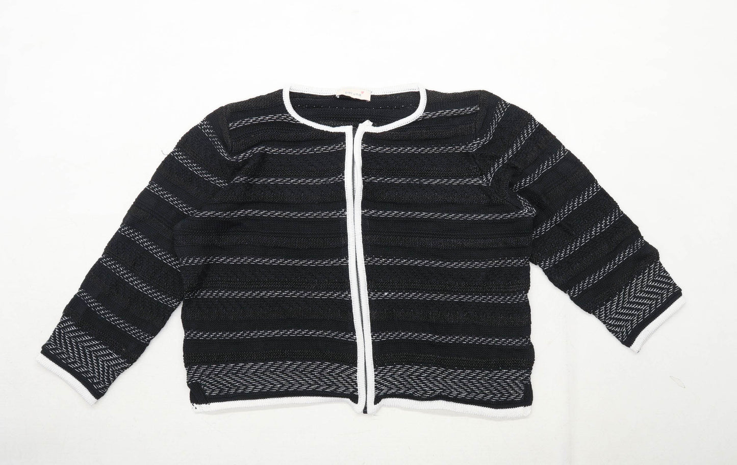 Per Una Womens Size 16 Striped Black Cardigan (Regular)