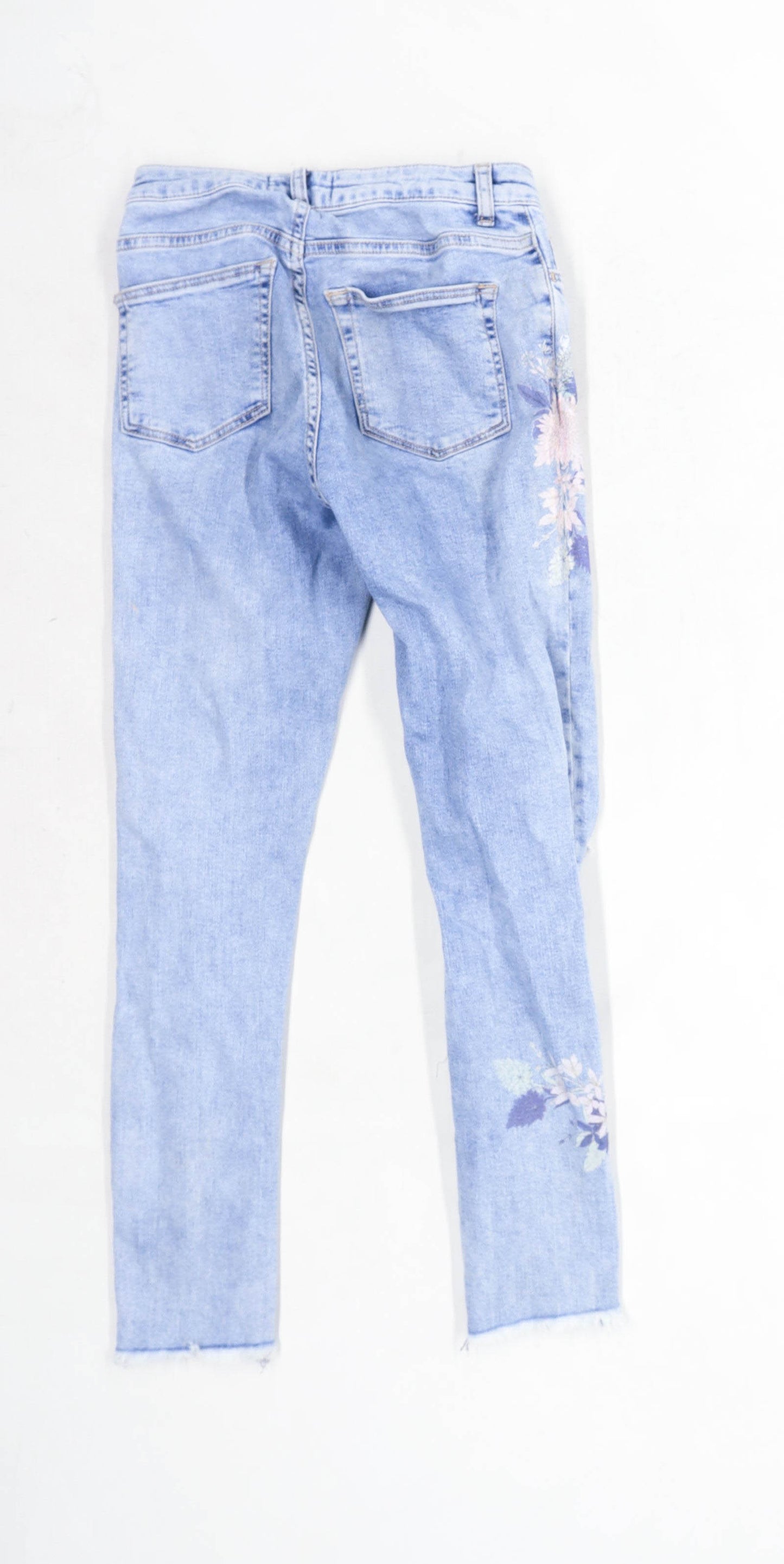 New Look Girls Floral Blue Ripped Jeans Age 13 Years