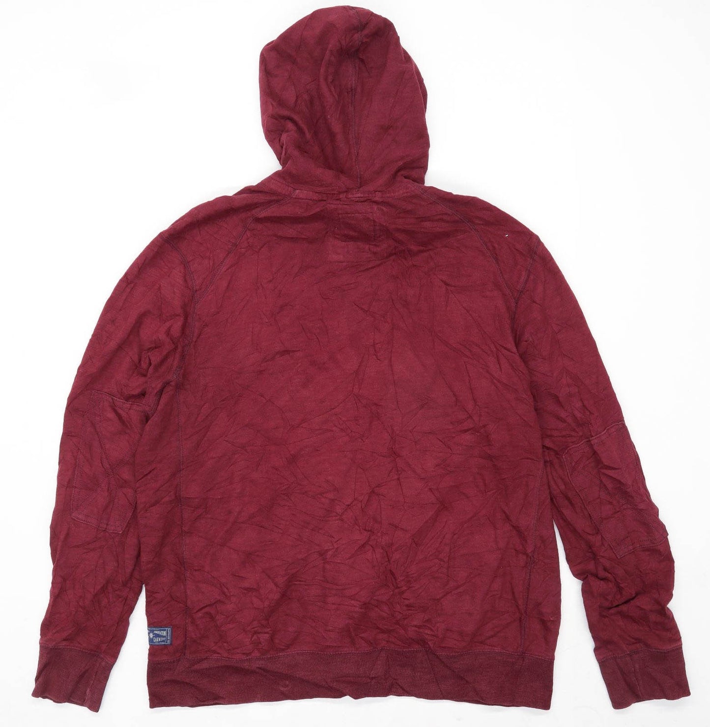 Marks & Spencer Mens Size XL Cotton Blend Burgundy Zip Up Hoodie