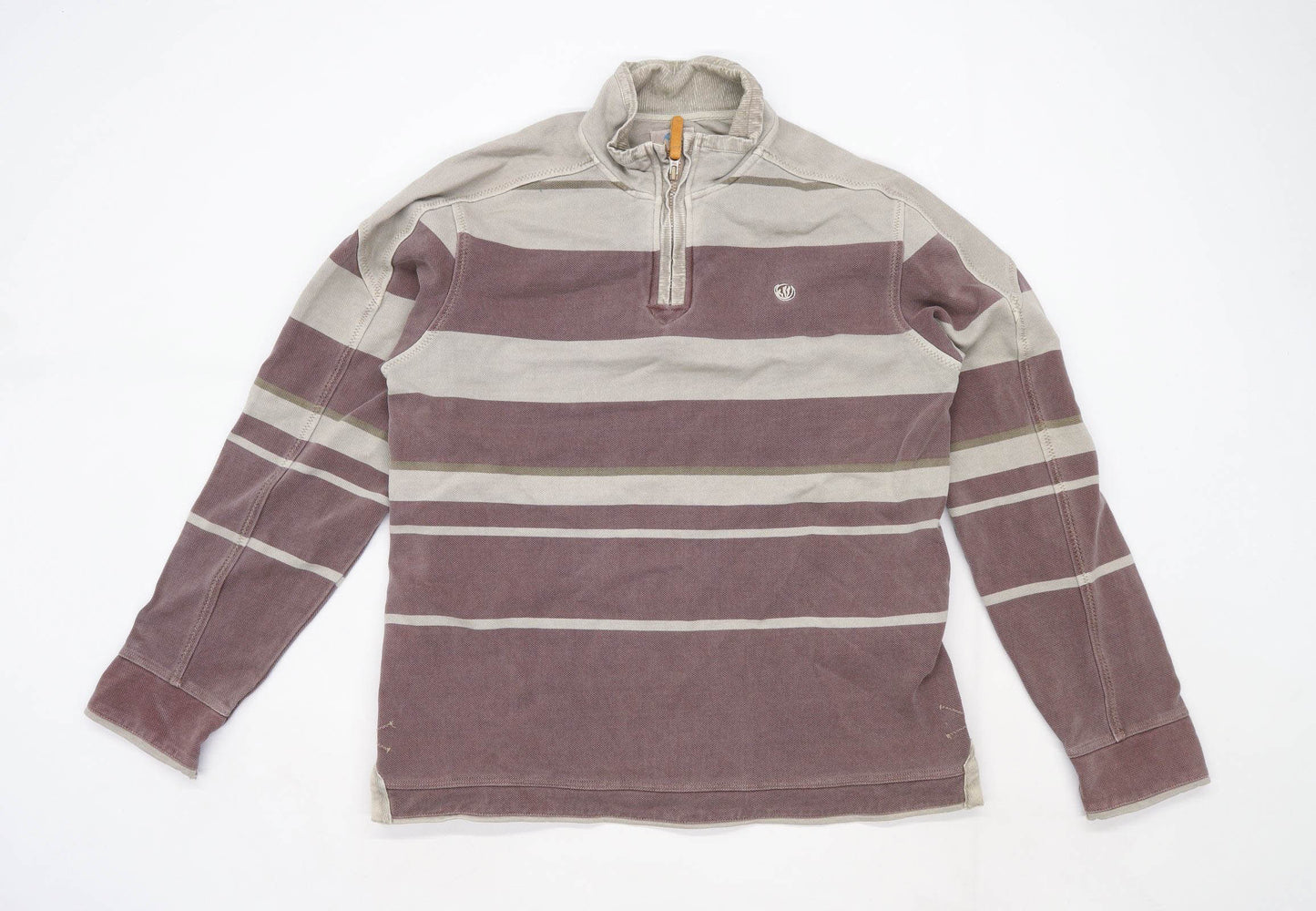 Fat Face Mens Size M Cotton Striped Brown Sweatshirt