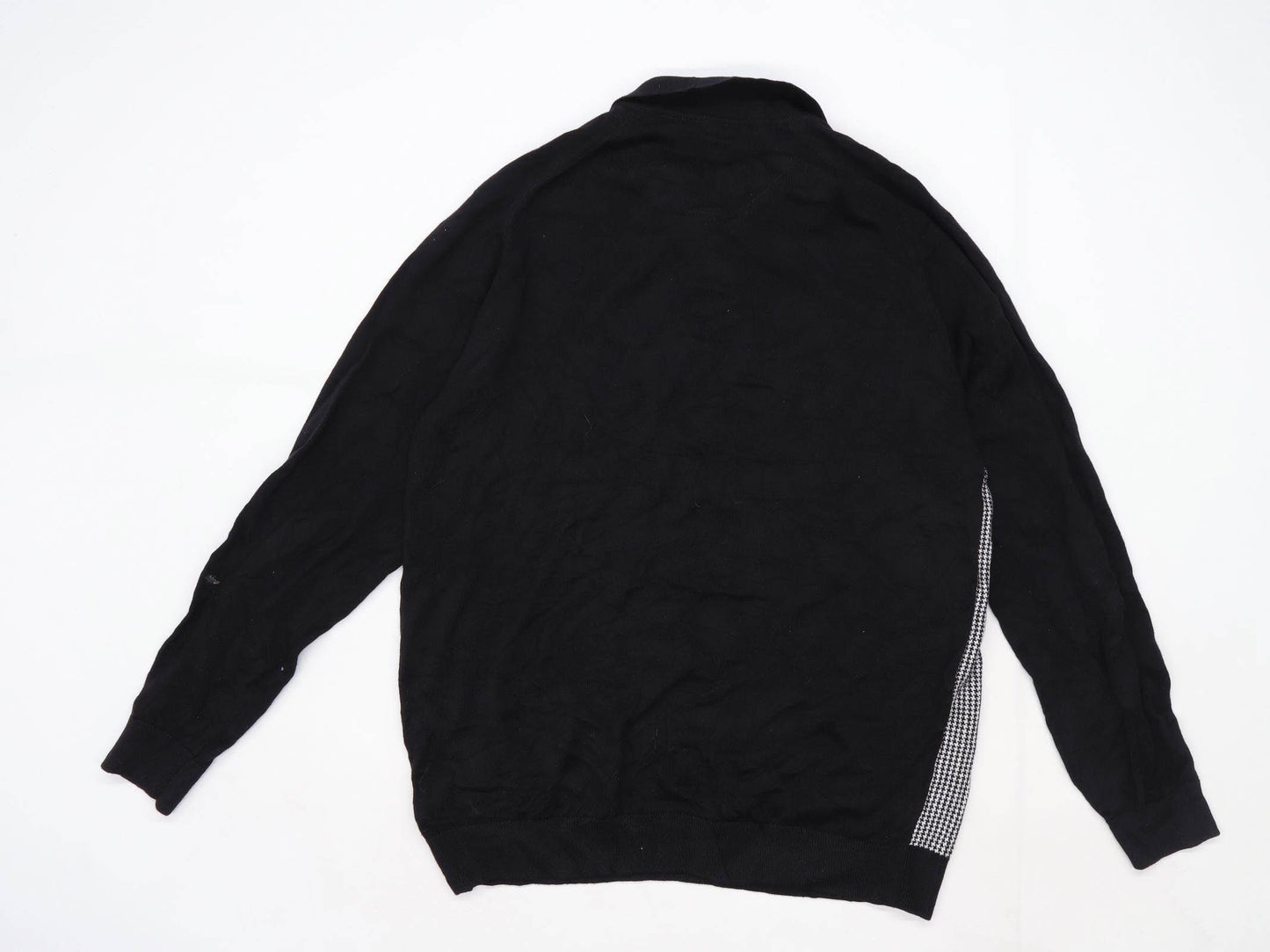 Next Mens Size XL Cotton Houndstooth Black Jumper