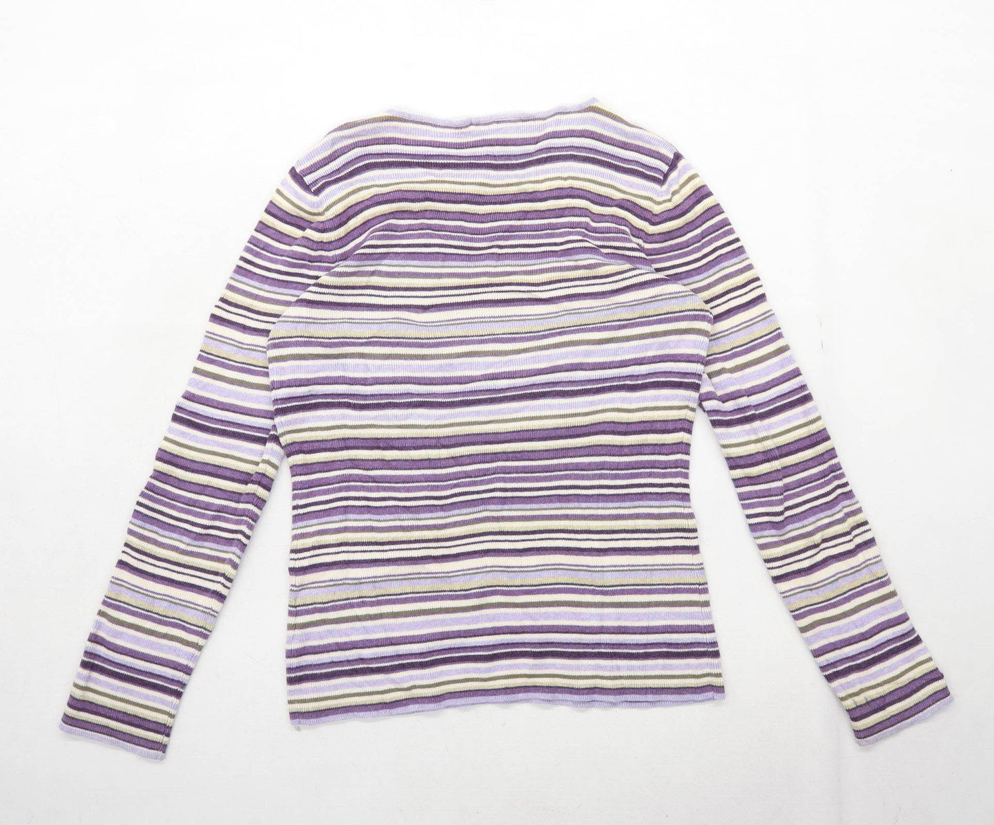 Principles Womens Size 10 Striped Cotton Purple Top (Regular)