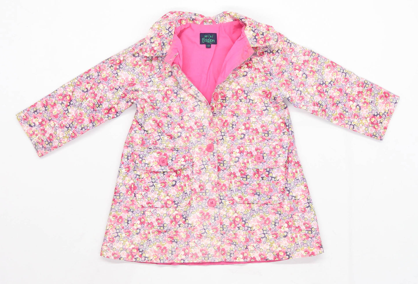 Boden Girls Floral Pink Coat Age 2-3 Years