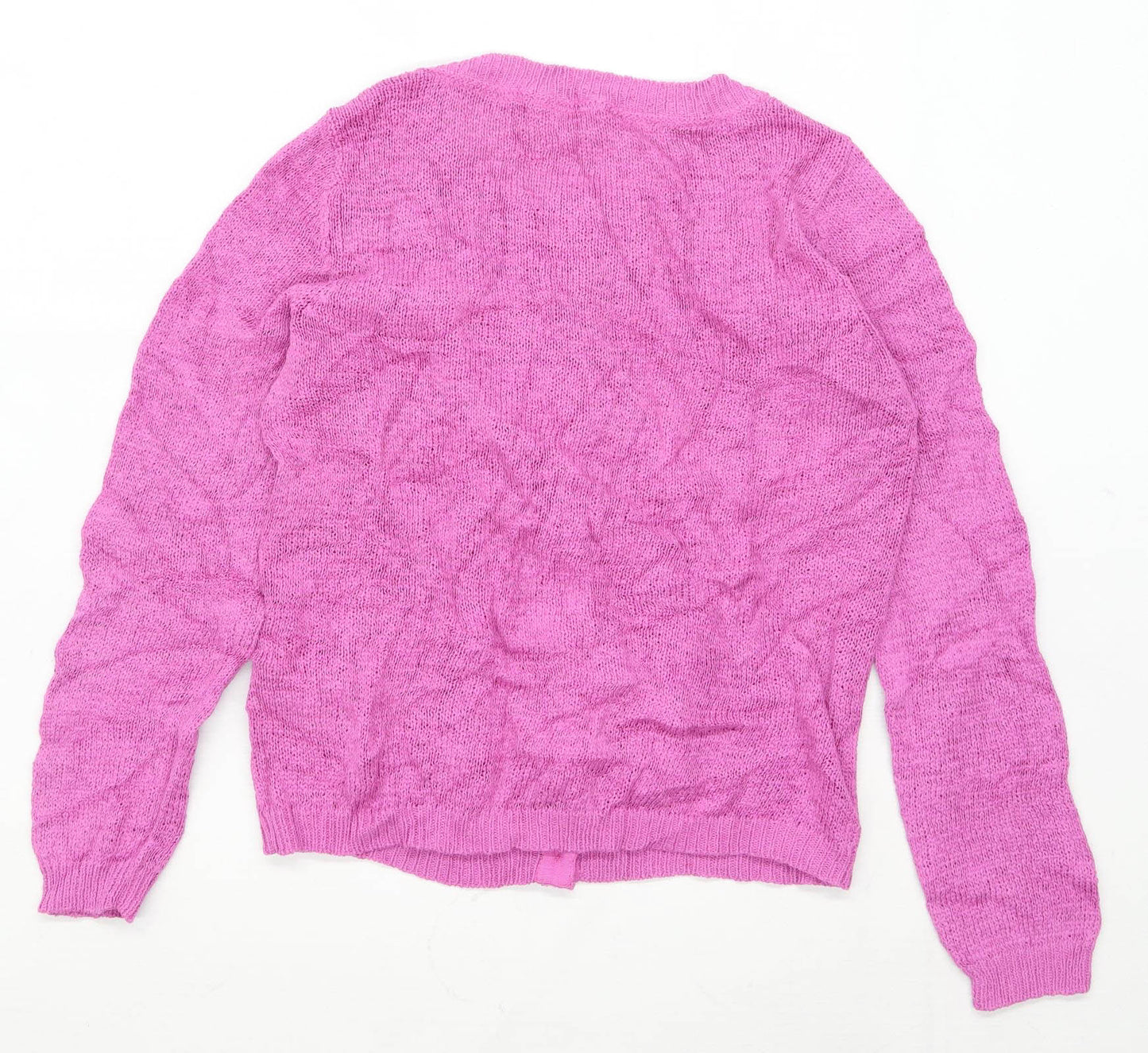 White Stuff Womens Size 14 Linen Blend Pink Cardigan (Regular)
