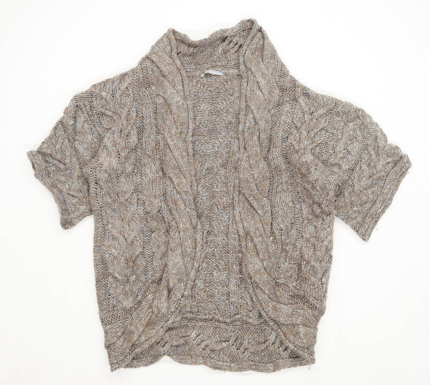 Marks & Spencer Womens Size 16 Textured Brown Knit Cardigan (Regular)