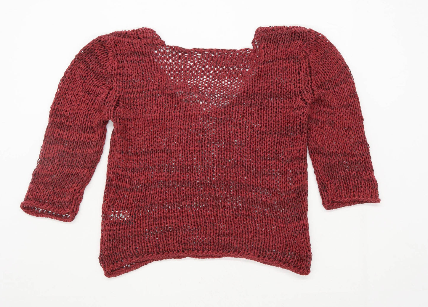 Next Womens Size M Cotton Blend Sweetheart Burgundy Jumper (Regular)