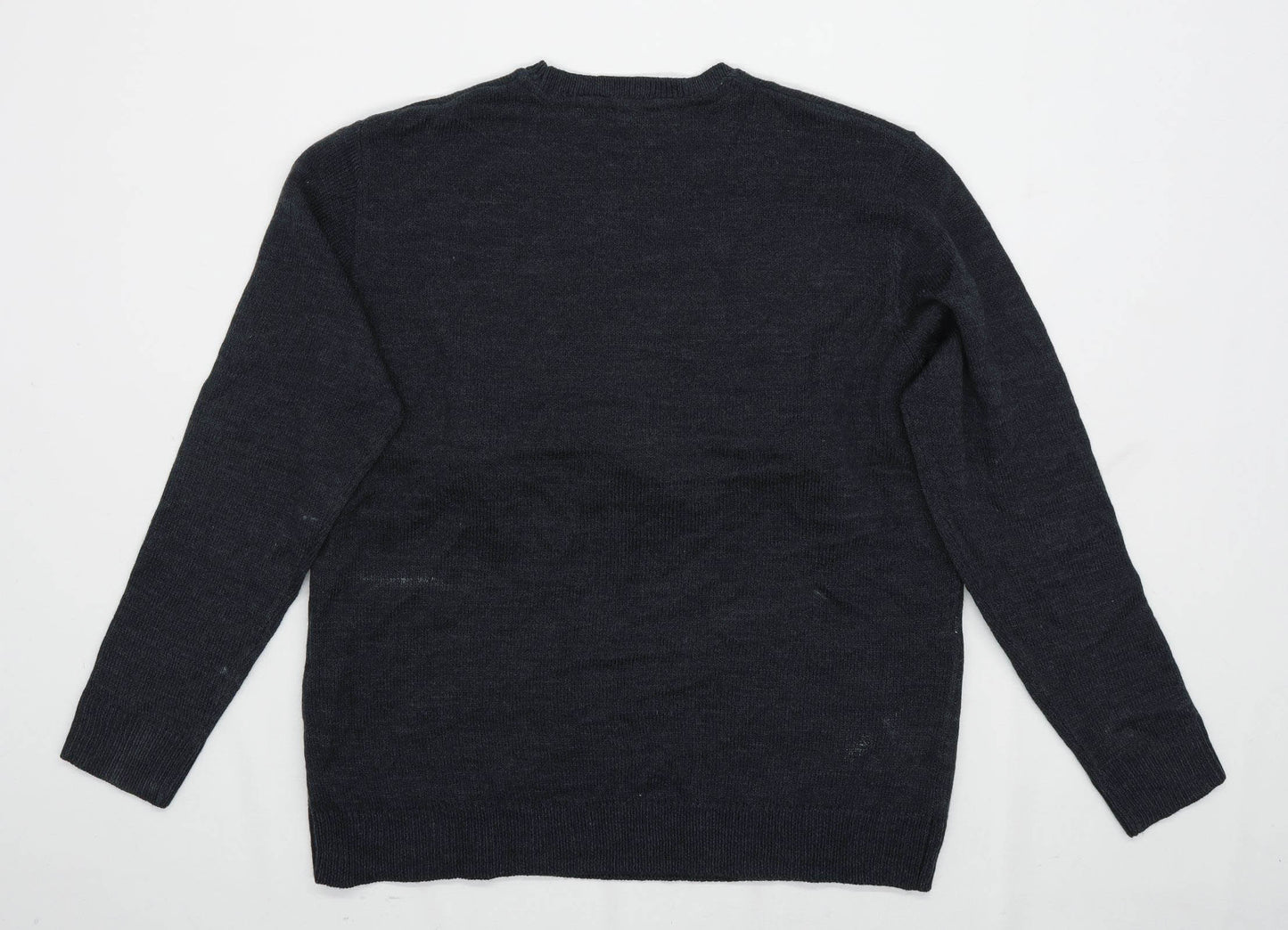 Pep & Co Mens Size L Cotton Graphic Grey Christmas Beer Rainbeer Jumper