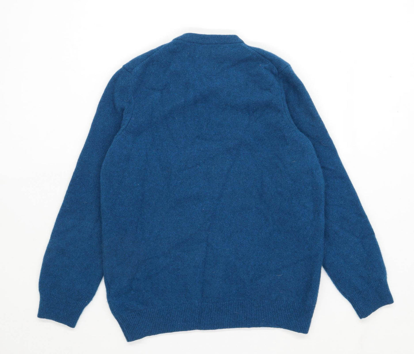 Lyle & Scott Mens Size M Lambswool Graphic Blue Logo Jumper