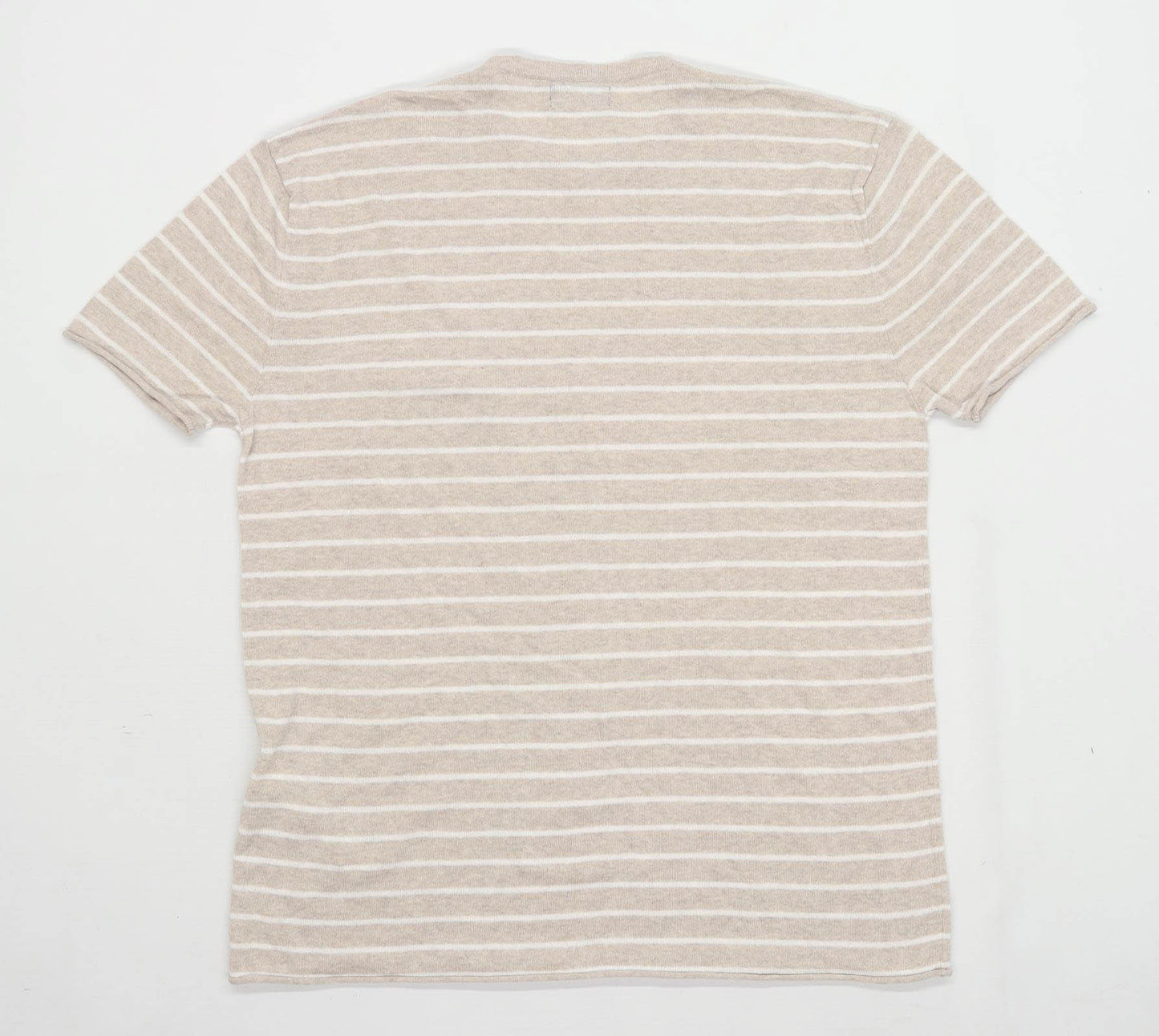 Zara Mens Size XL Cotton Blend Striped Beige T-Shirt