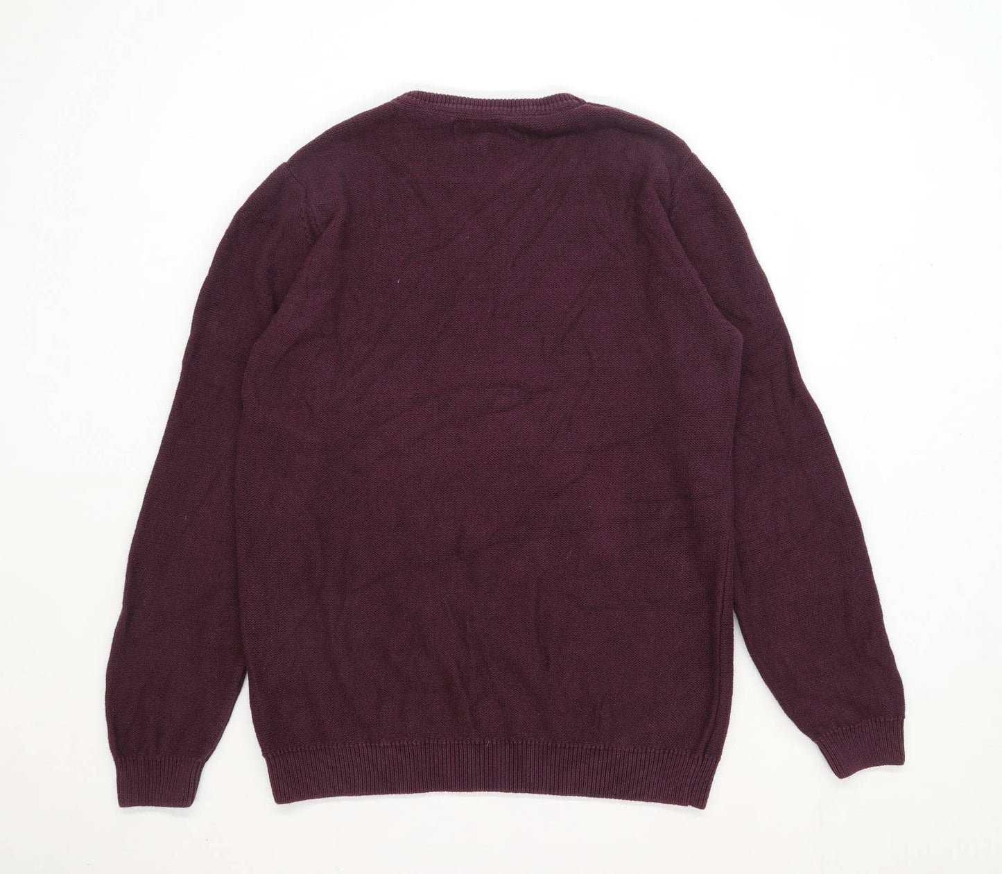 Criminal Mens Size L Cotton Textured Burgundy Jumper