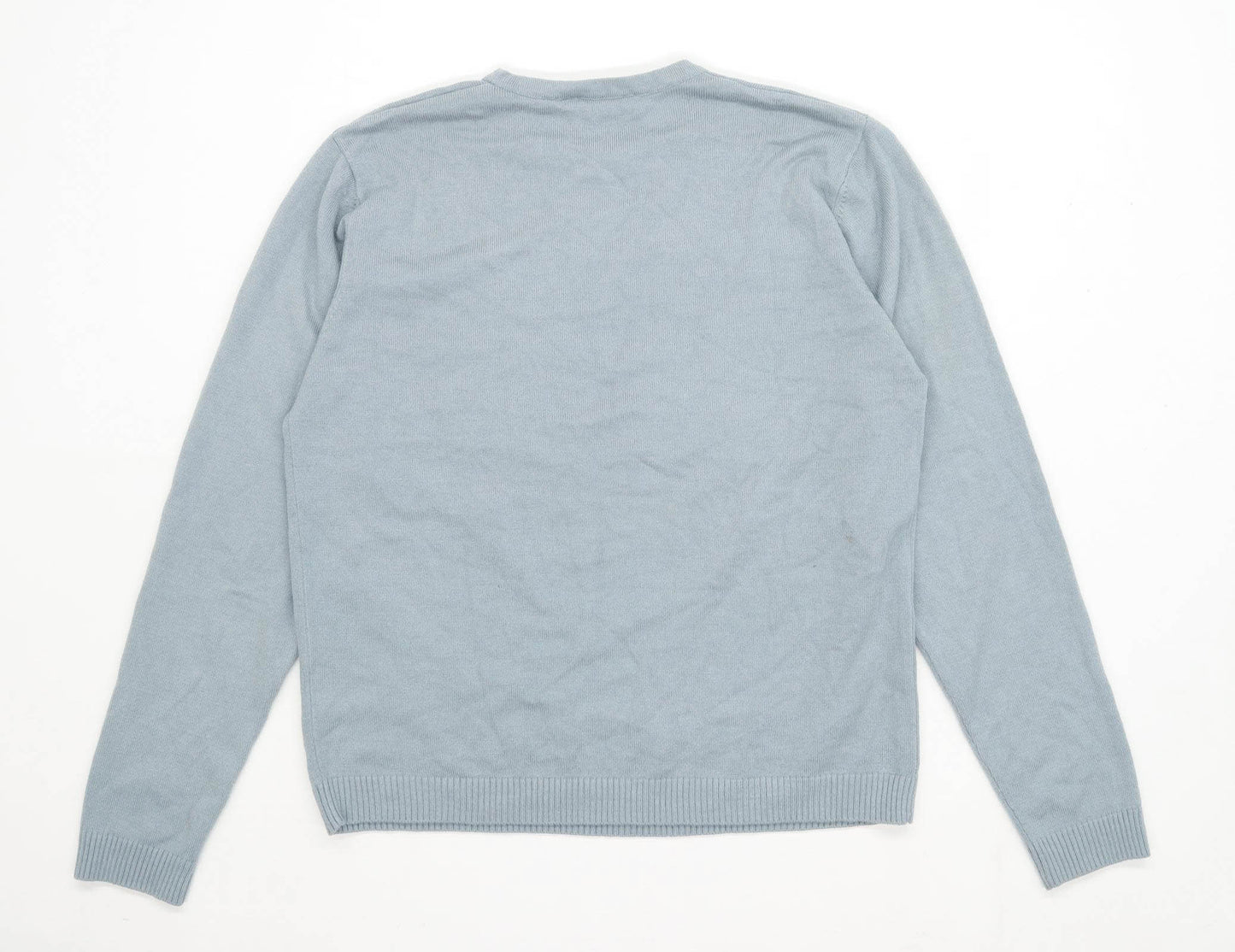 Luca Mens Size L Geometric Blue Crew Neck Jumper