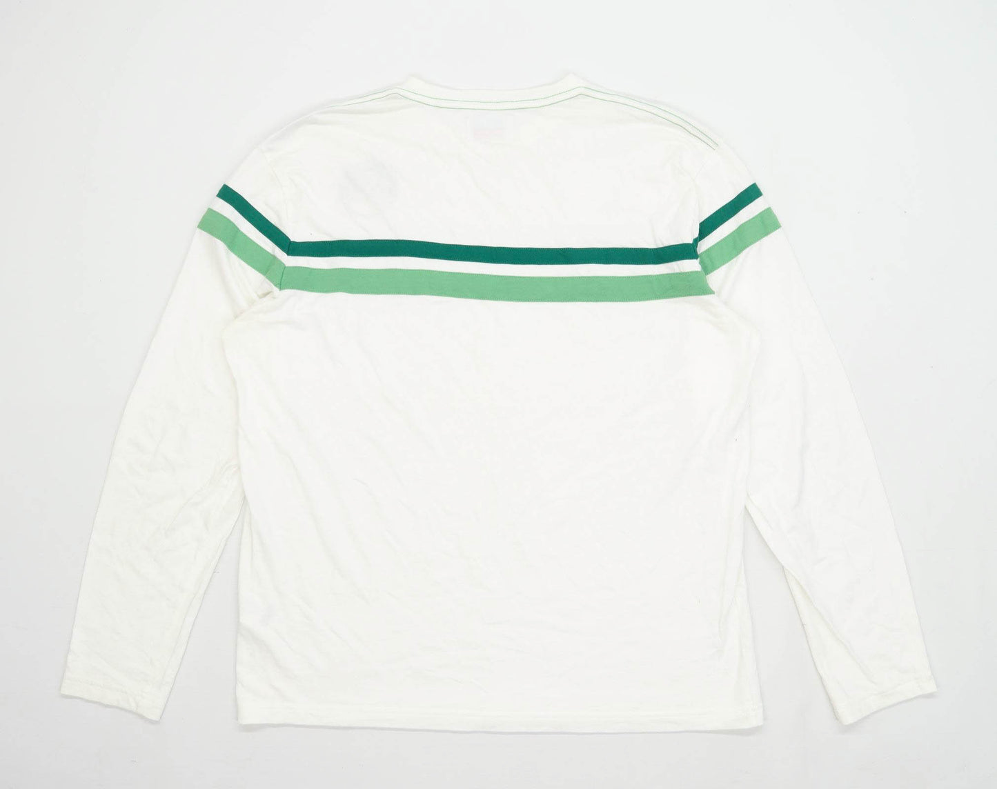 Springfield Mens Size 2XL Cotton Striped White Badged Long Sleeve T-Shirt