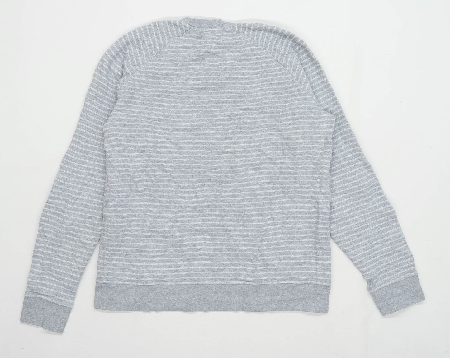 Bloomingdales Mens Size M Cotton Striped Grey Sweatshirt