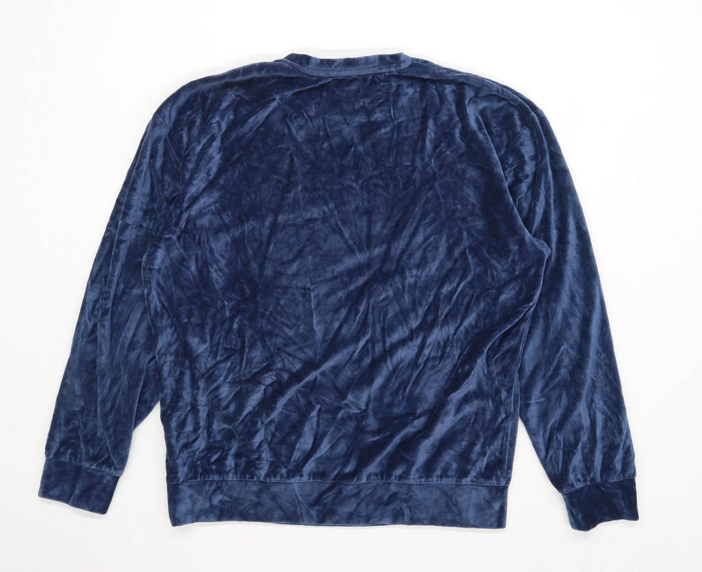 Topman Mens Size M Cotton Blend Textured Blue Velvet Sweatshirt
