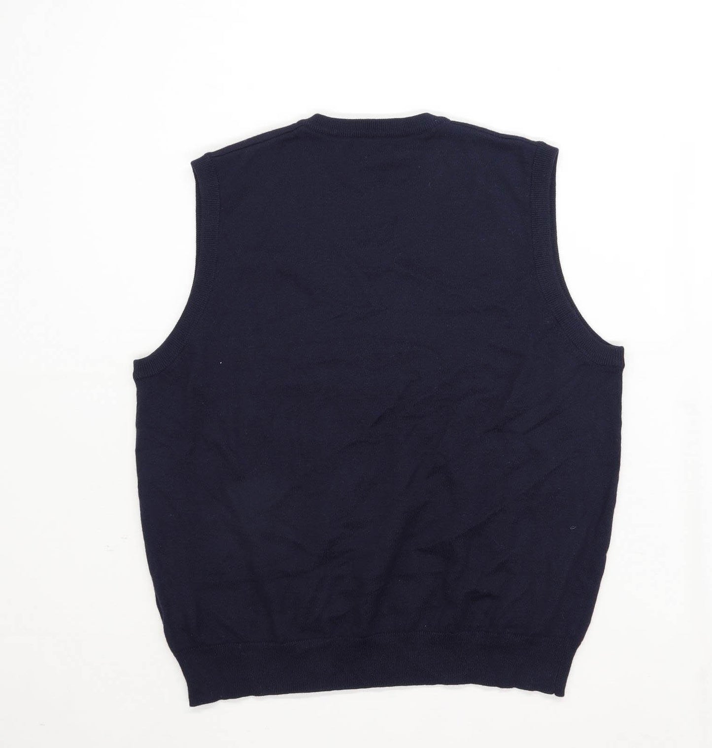 Wolsey Mens Size L Merino Wool Blend Blue V Neck Jumper