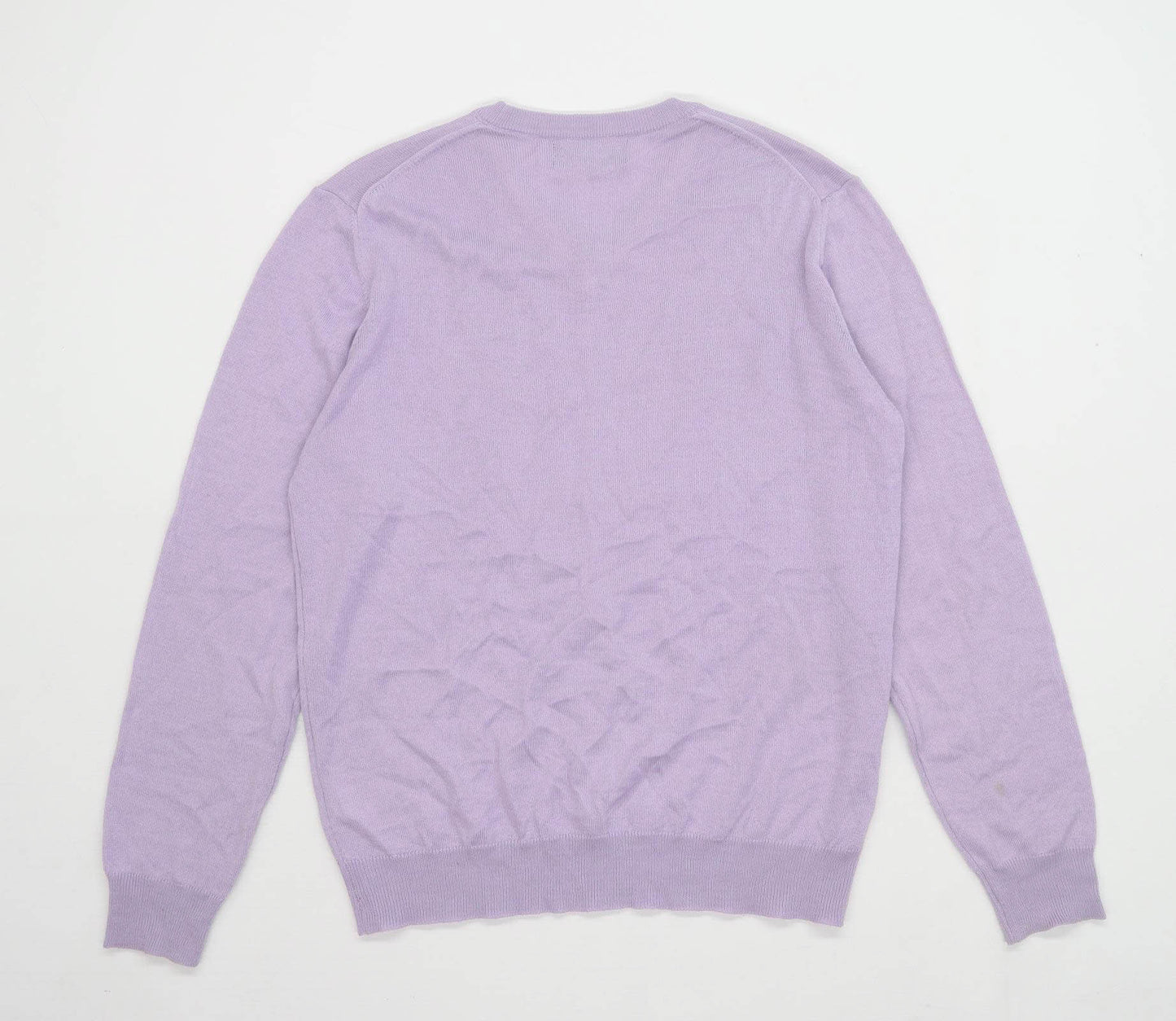 Blazer Mens Size L Merino Wool Blend Purple V Neck Jumper