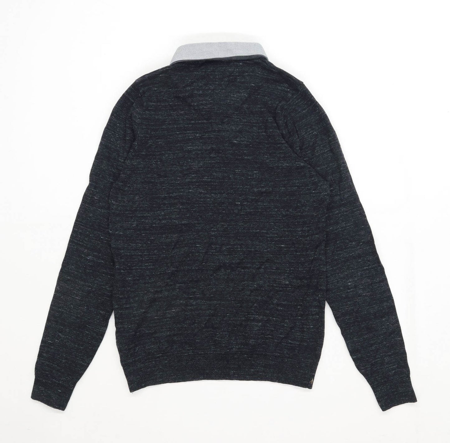 Next Mens Size XS Cotton Blend Graphic Grey Collared Stag Top