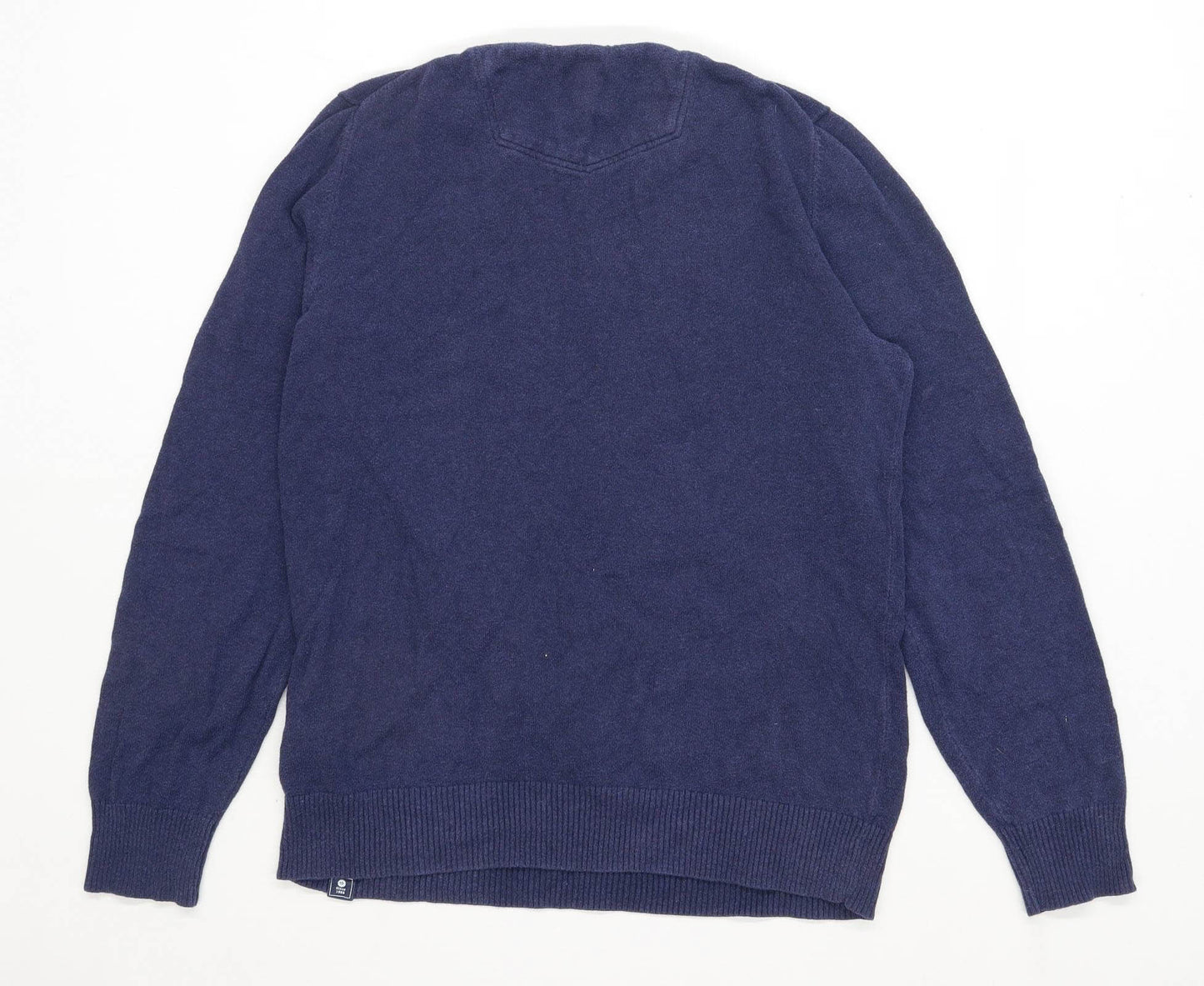 Fat Face Mens Size M Cotton Blend Blue V Neck Jumper