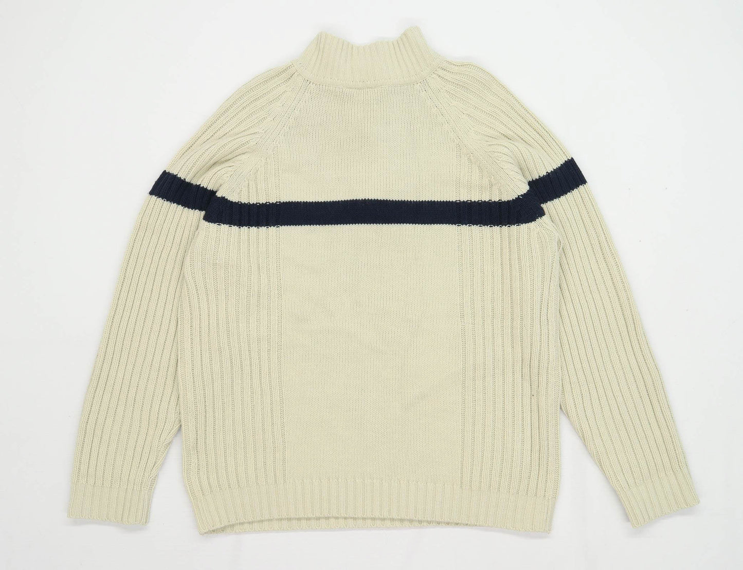 M2M Mens Size S Striped Cream Jumper