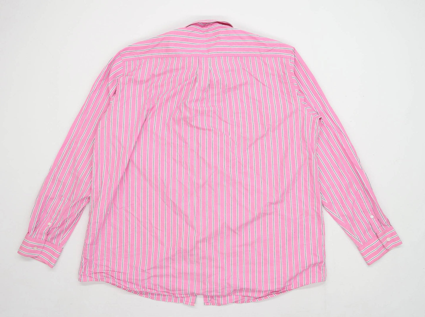 Cotton Traders Mens Size 3XL Cotton Striped Pink Casual Shirt