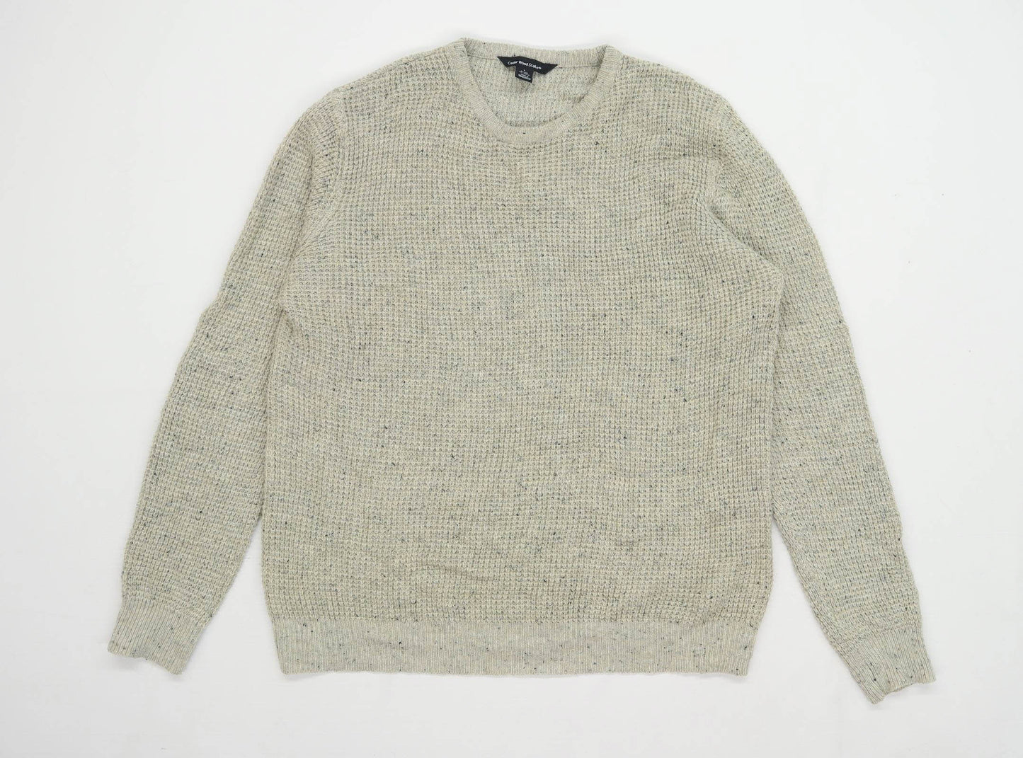 Cedarwood State Mens Size L Textured Cream Crew Neck Jumper