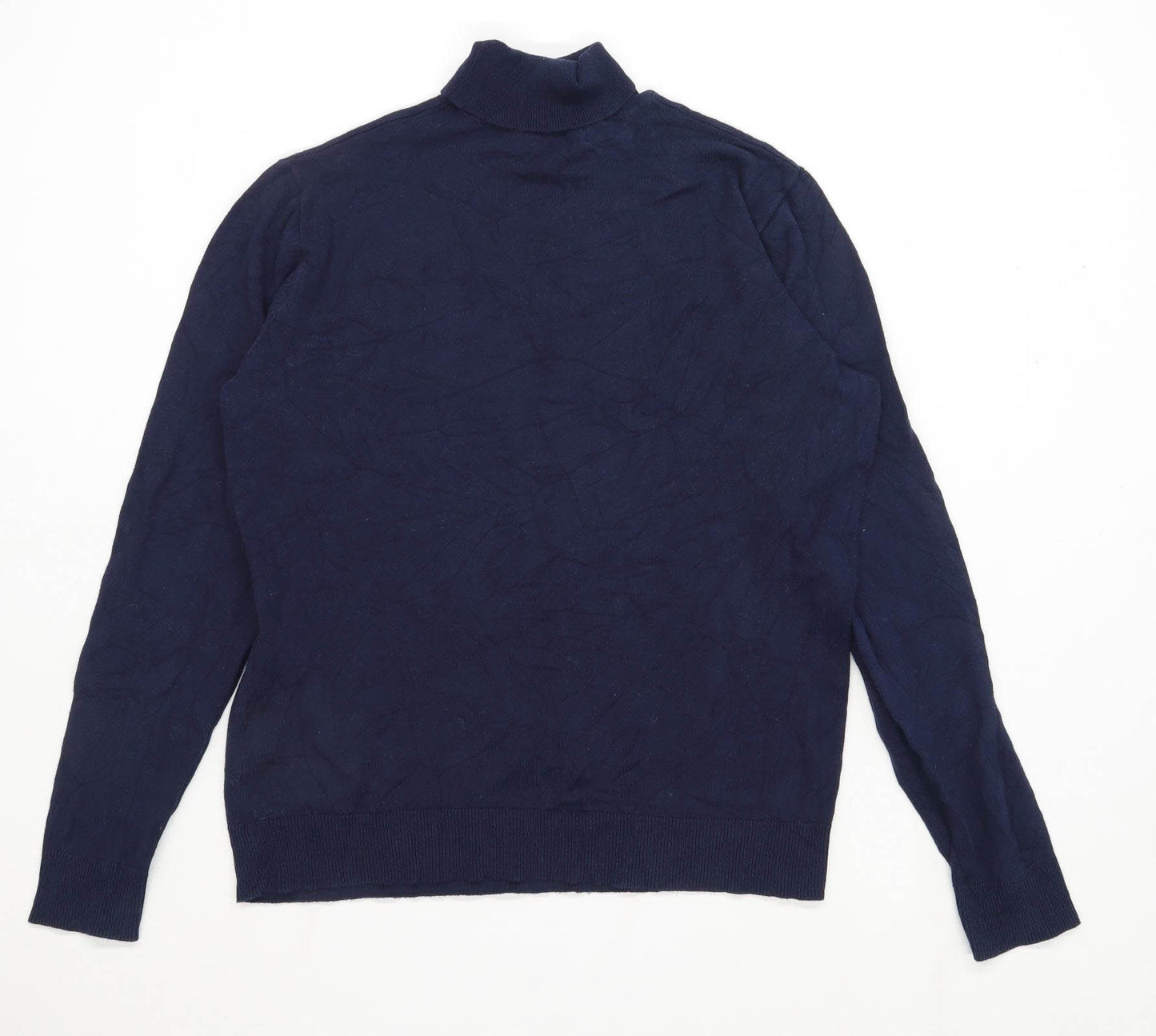 Primark Mens Size L Cotton Blend Blue Polo Neck Jumper