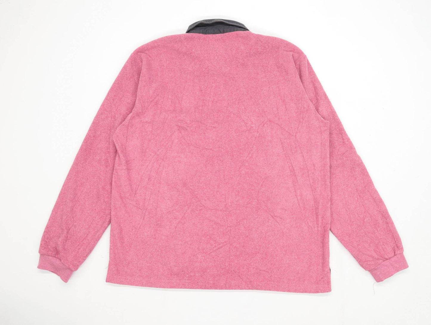 Cotton Traders Mens Size XL Graphic Pink Collared Sweatshirt