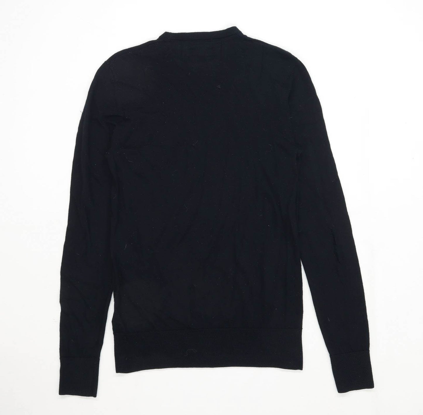 Allsaints Mens Size M Merino Wool Blend Graphic Black Top