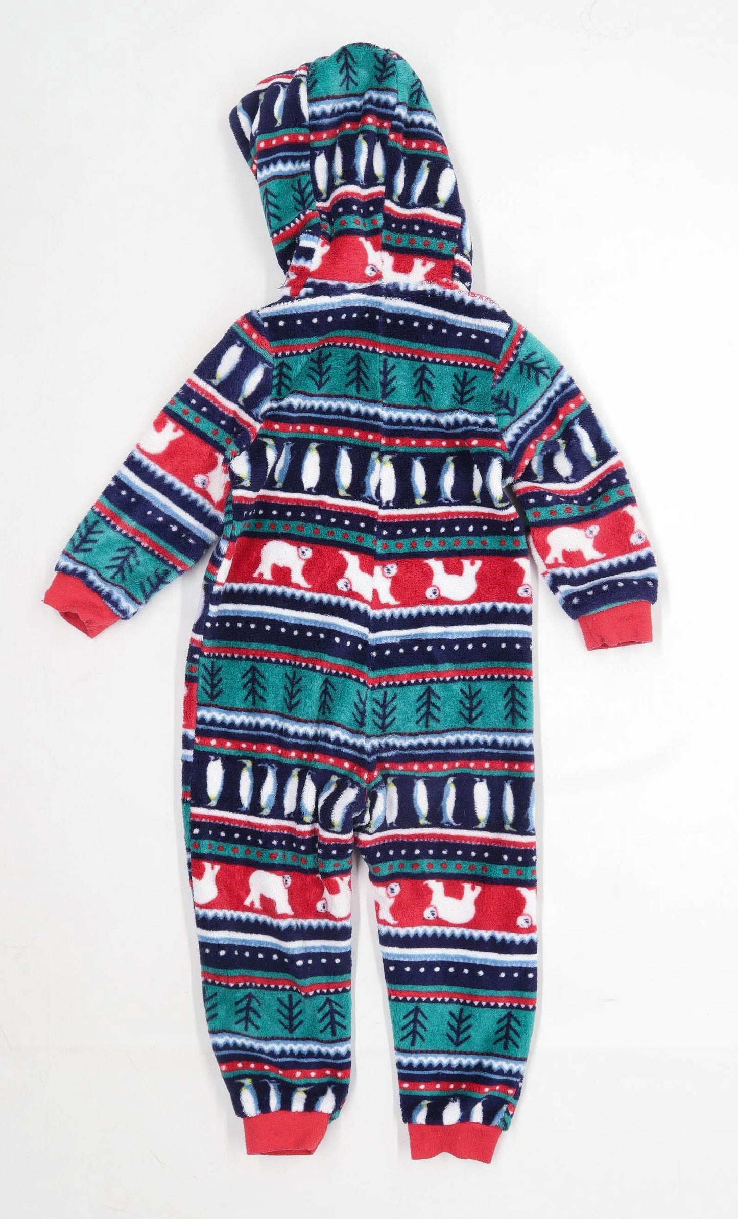 Preworn Boys Geometric Multi-Coloured Fleece Onesie Jumpsuit Age 6-7 Years