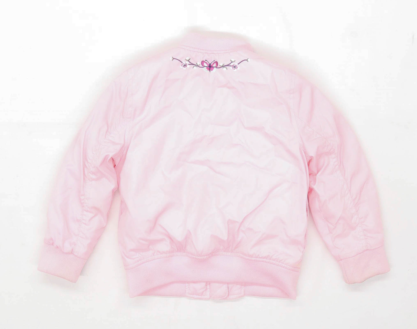 F&F Girls Floral Pink Fleece Lined Bomber Jacket Age 3-4 Years