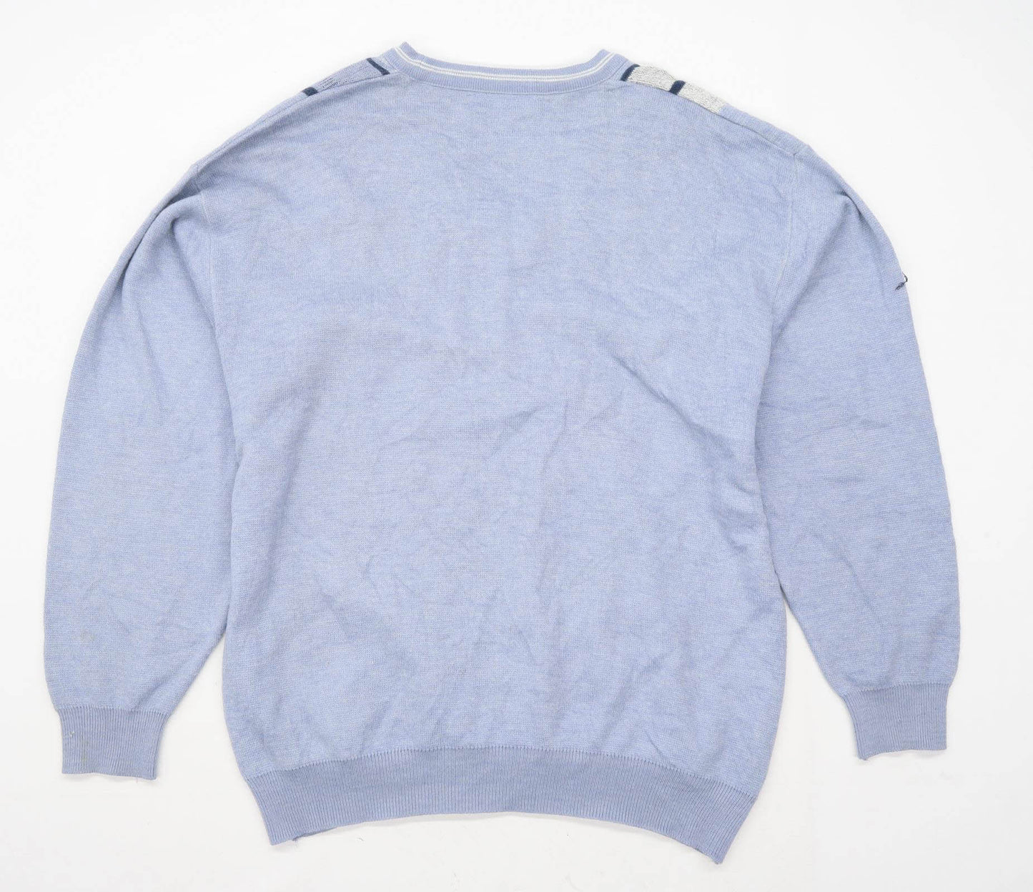 Summerland Mens Size 4XL Geometric Blue V Neck Jumper