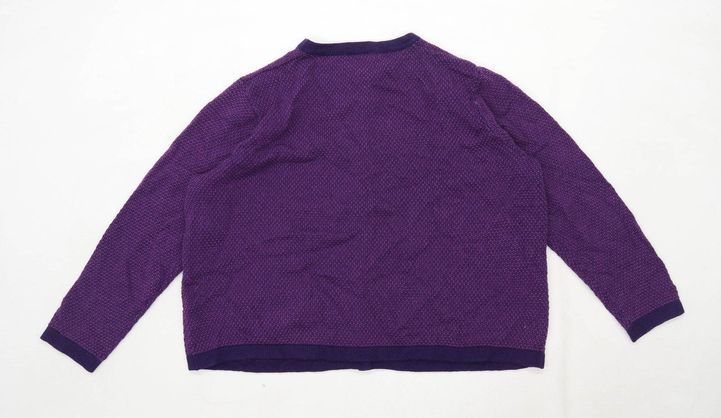 Marks & Spencer Womens Size 22 Textured Wool Blend Purple Cardigan (Regular)