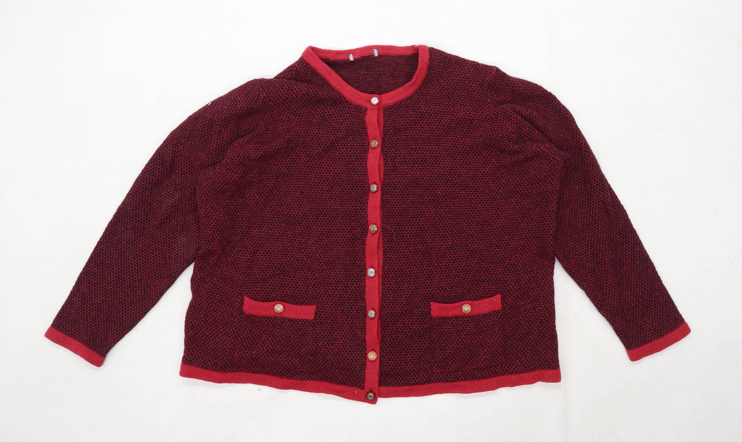 Marks & Spencer Womens Size 24 Textured Wool Red Cardigan (Regular)