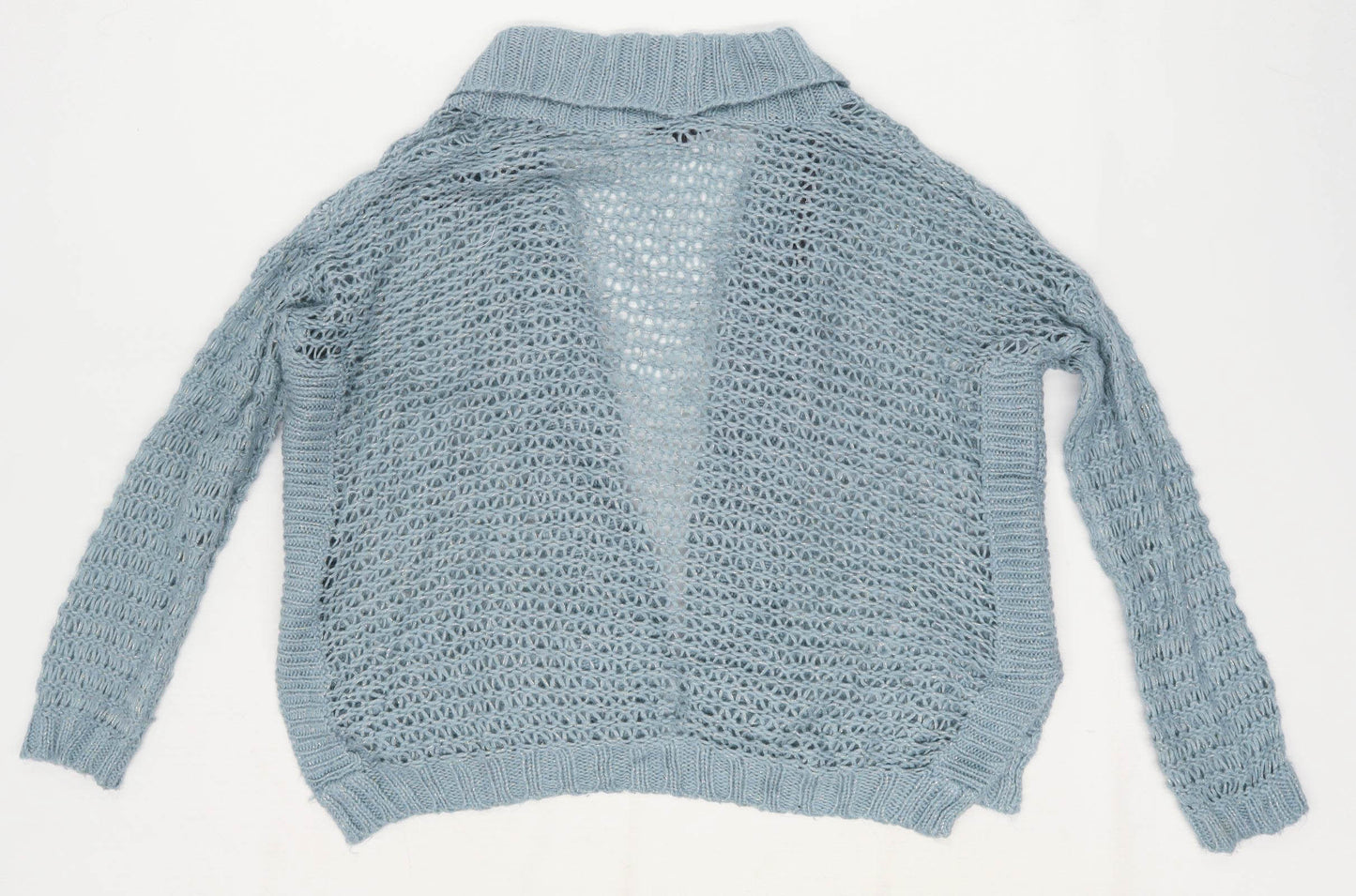 Warehouse Womens Size 10 Blue Metallic Cardigan (Regular)