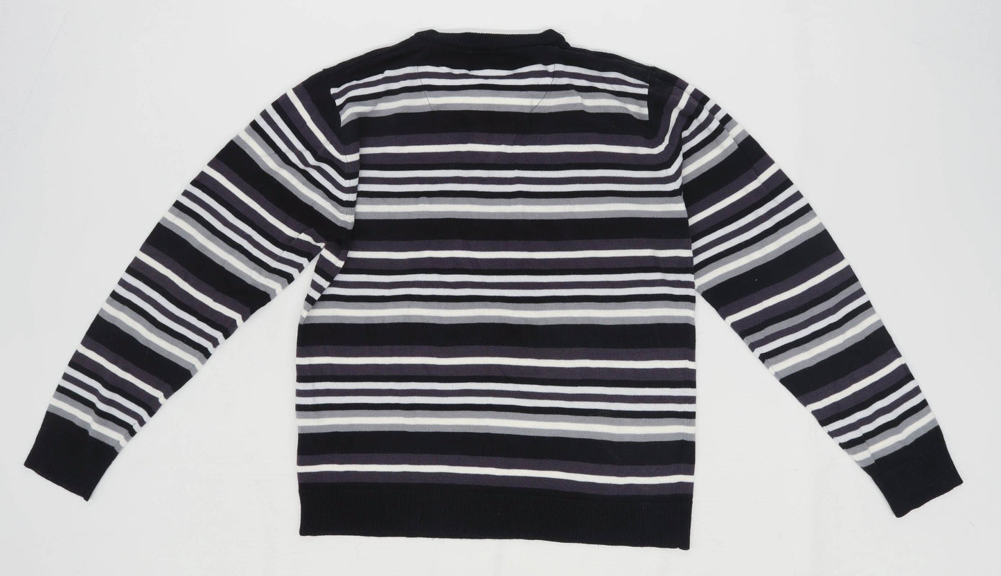 Hutson Harbour Mens Size M Striped Black Jumper