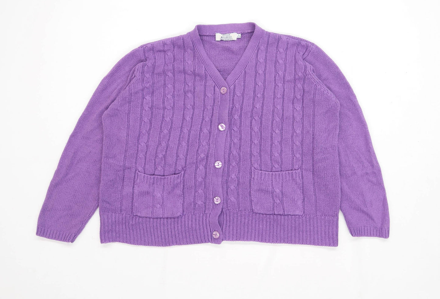 EWM Womens Size 22-24 Textured Purple Button Up Cardigan (Regular)