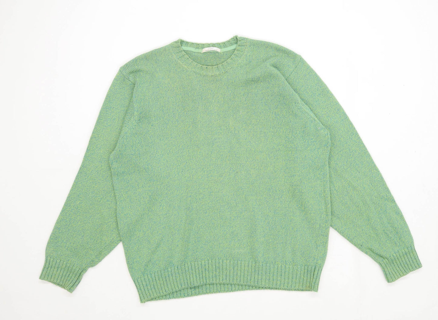 Marks & Spencer Mens Size L Cotton Green Crew Neck Jumper