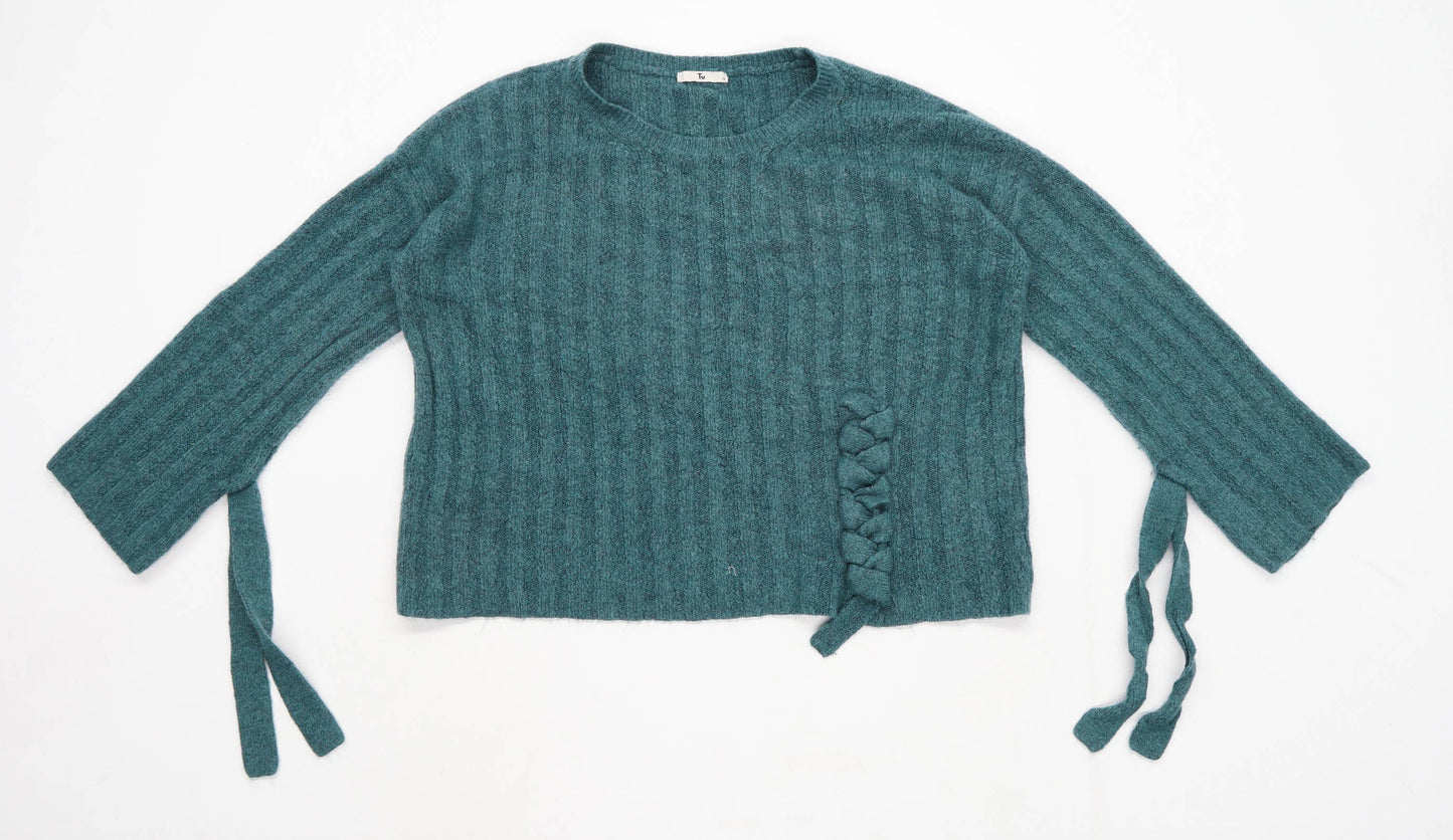 TU Womens Size 14 Green Tie Details Jumper (Regular)