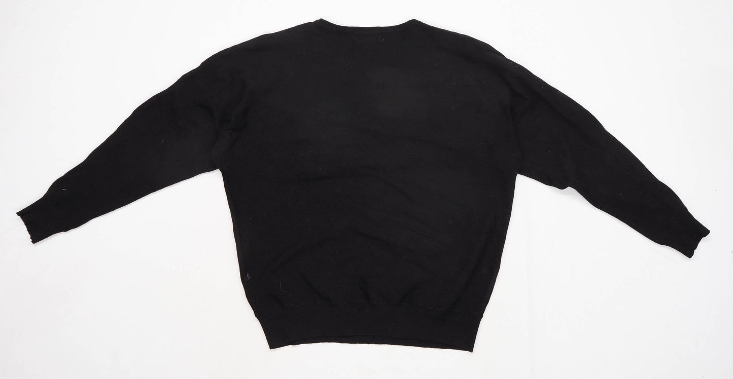Primark Womens Size 12-14 Textured Black Gem Detail Jumper (Regular)