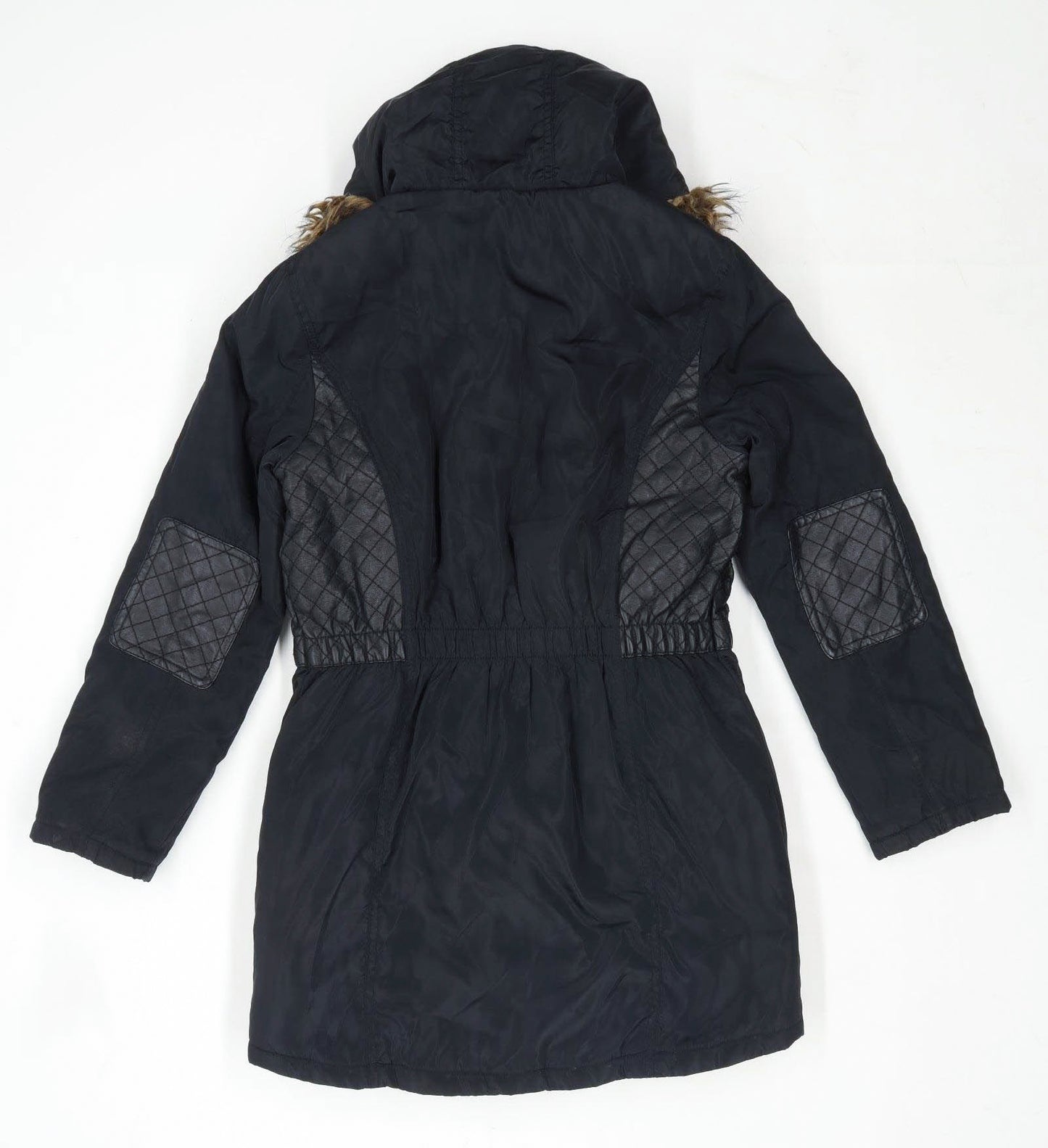 Debenhams Girls Textured Black Parka Coat Age 11-12 Years