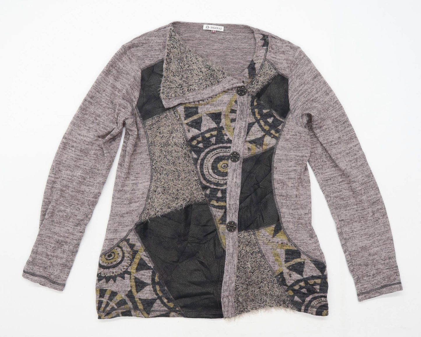 Bagoraz Womens Size M-L Graphic Grey Cardigan (Regular)