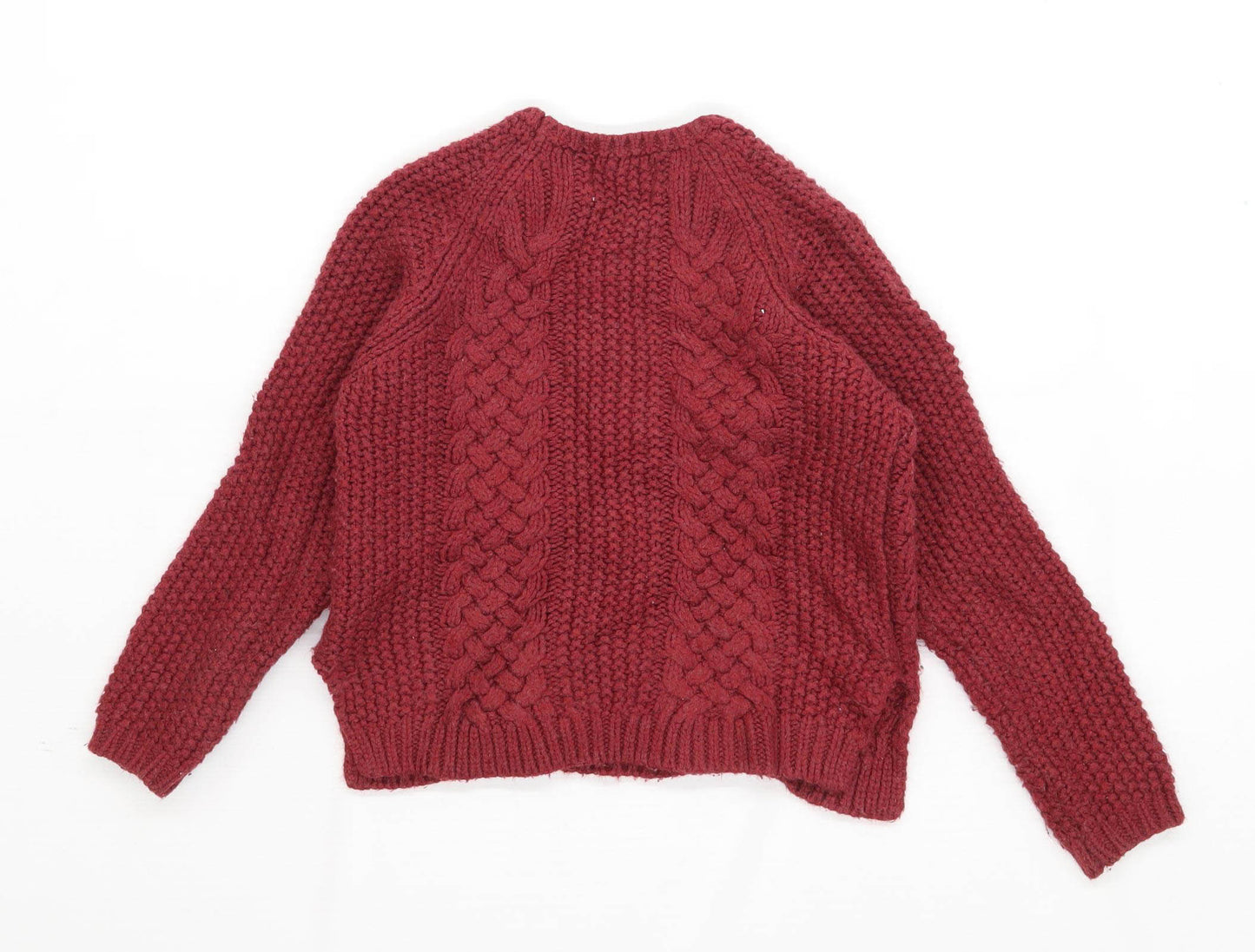 Zara Girls Textured Burgundy Knit Jumper Age 6 Years