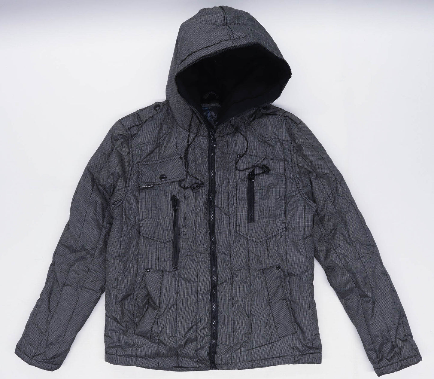 Preworn Mens Size M Geometric Grey Padded Jacket