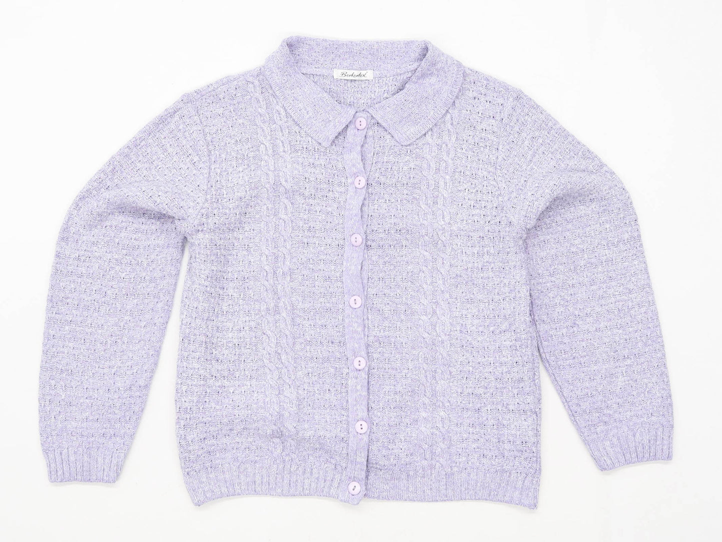 Berkertex Womens Size 10-12 Cotton Blend Purple Cardigan (Regular)