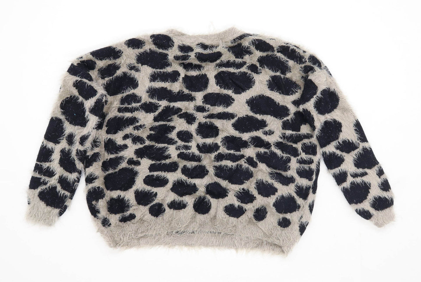 Mandi Womens Size 8 Animal Print Beige Furry Jumper (Regular)