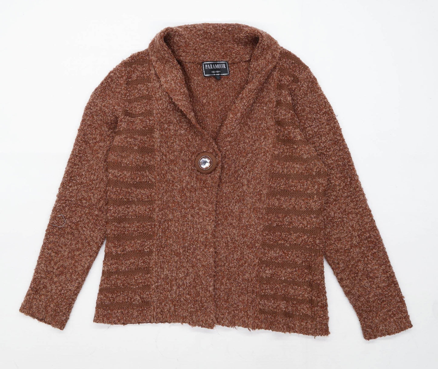 Paramour Womens Size L Striped Brown Cardigan (Regular)