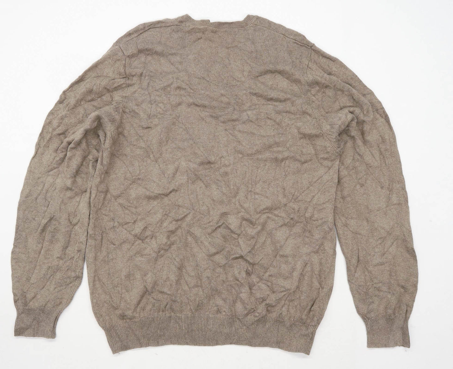 Marks & Spencer Mens Size XL Cotton Beige V-Neck Jumper