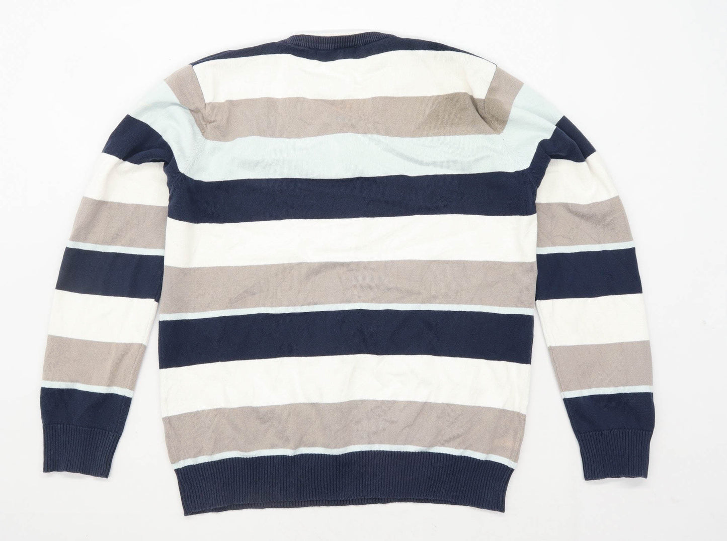 Officers Club Mens Size M Cotton Striped Multi-Coloured Jumper